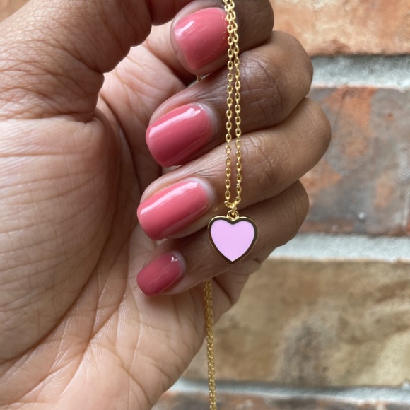Pink and Gold Heart Necklace - Picture 2 of 3